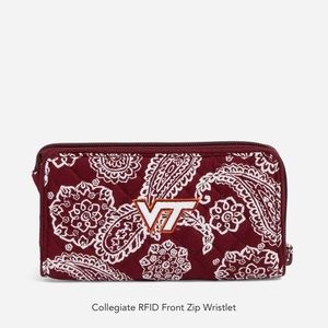 NWT Vera Bradley Virginia Tech Front Zip Wristlet